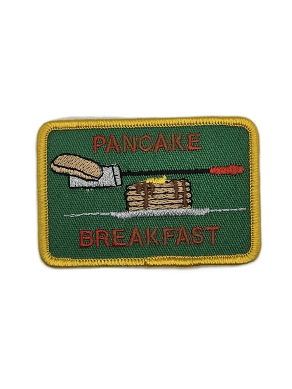 Pancake Breakfast Food Cooking Fundraiser Embroidered Patch Green Yellow NOS